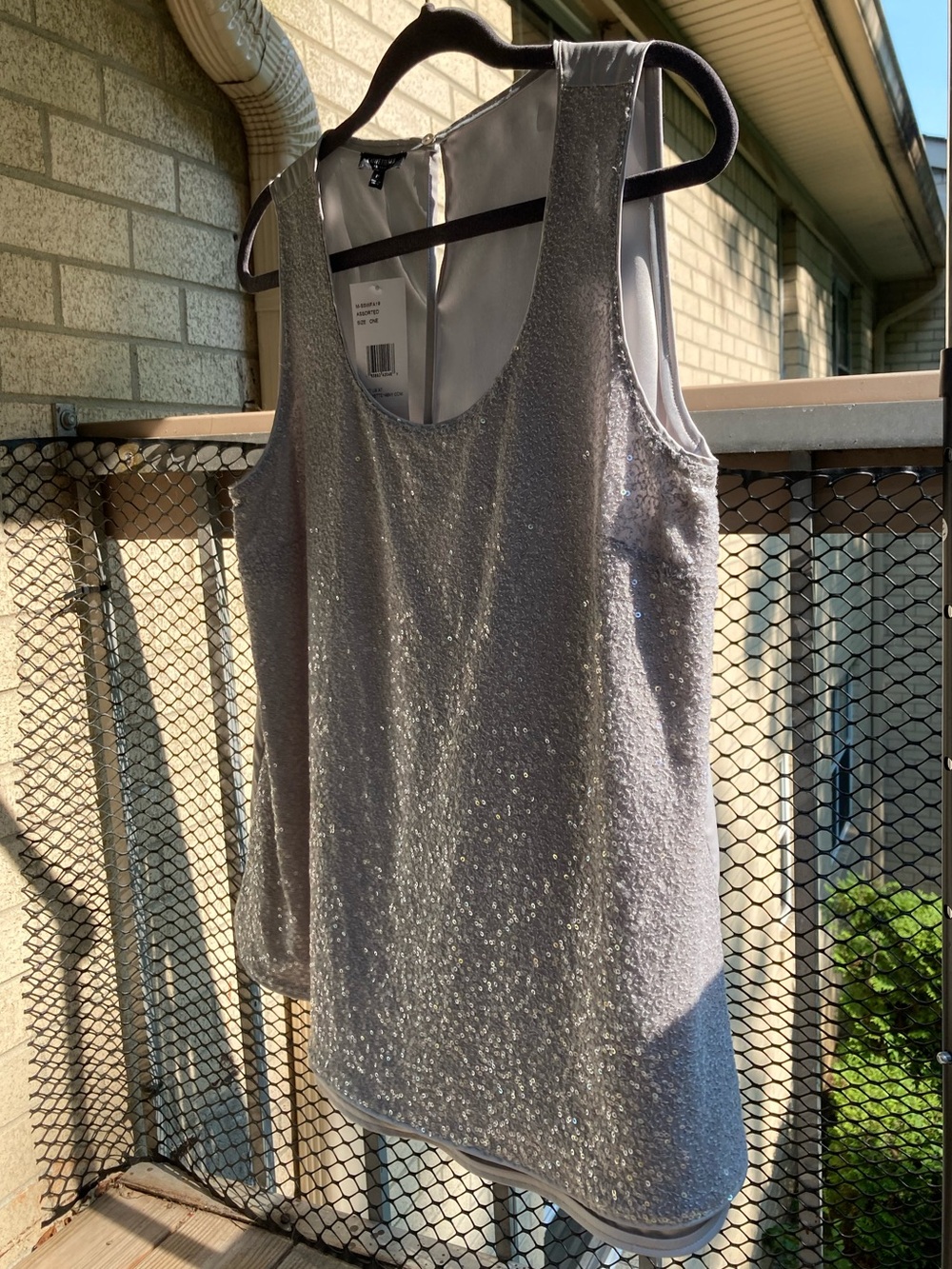 Lafayette 148 100% Silk Gray Silver Sequin Tank Top Sleeveless Blouse - Picture 7 of 16